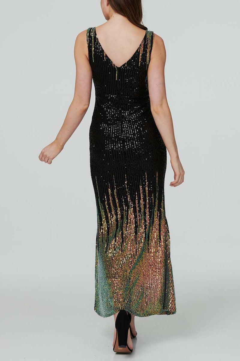 BLACK | Sequin Sleeveless Bodycon Maxi Dress
