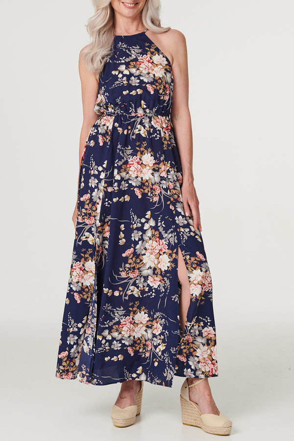 NAVY | Floral Split Front Maxi Sun Dress