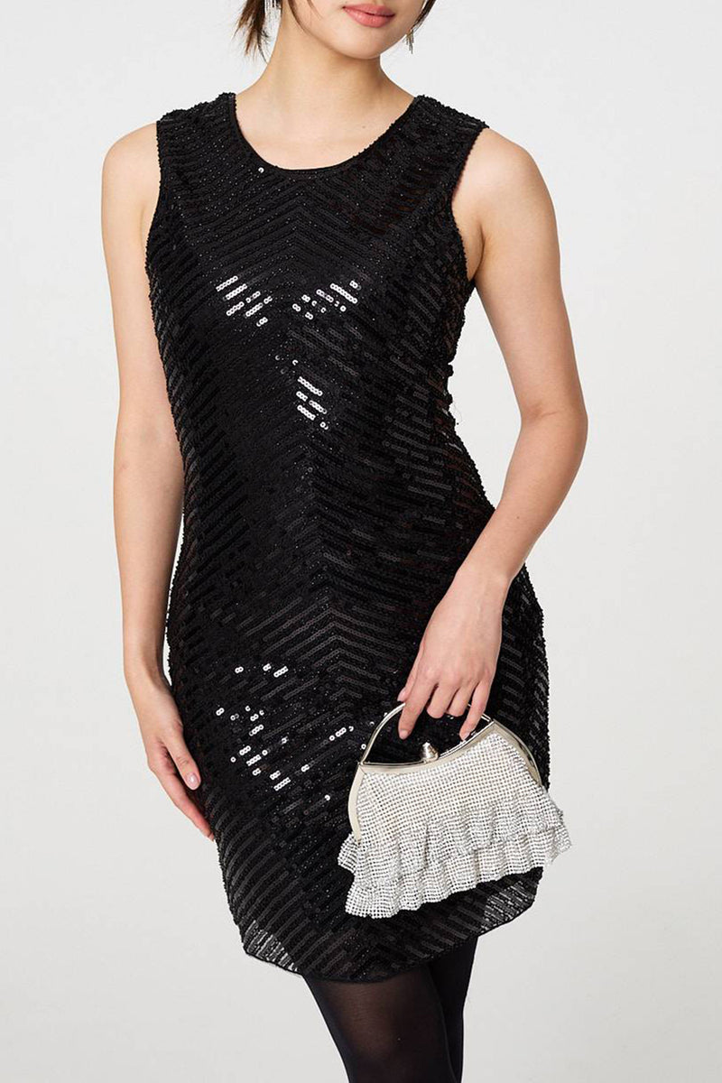 BLACK | Sequinned Bodycon Sleeveless Mini Dress