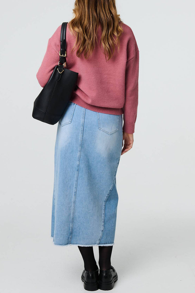 DUSKY PINK | Heart Embroidered Relaxed Knit Jumper