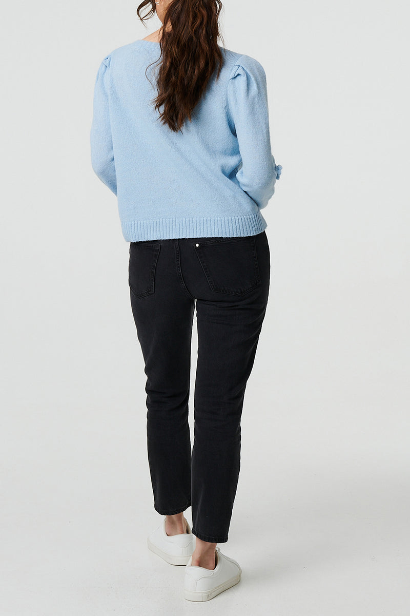 BLUE | Floral Embroidered Long Sleeve Jumper