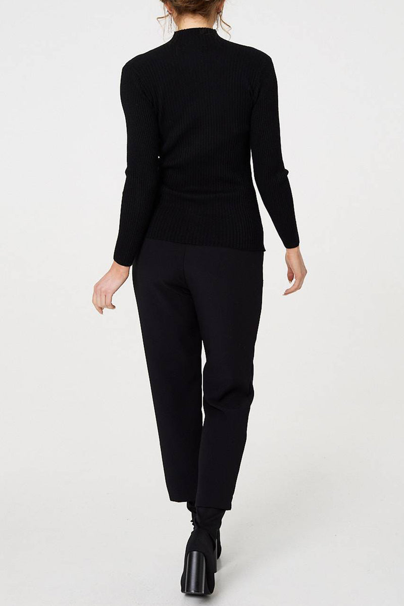 BLACK | Sequin Stripe Semi Sheer Knit Top