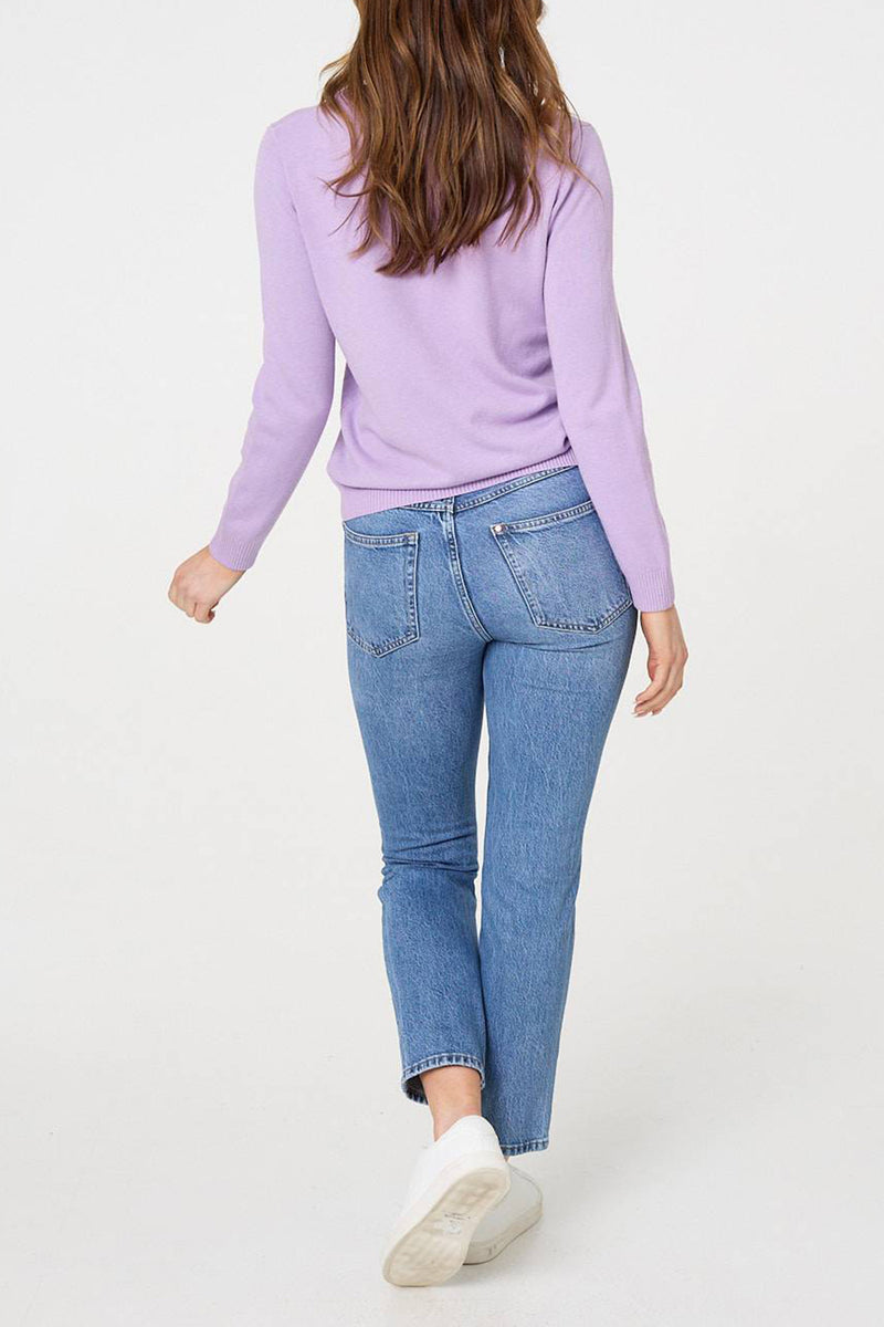 LILAC | Floral Sequin Trim Long Sleeve Jumper