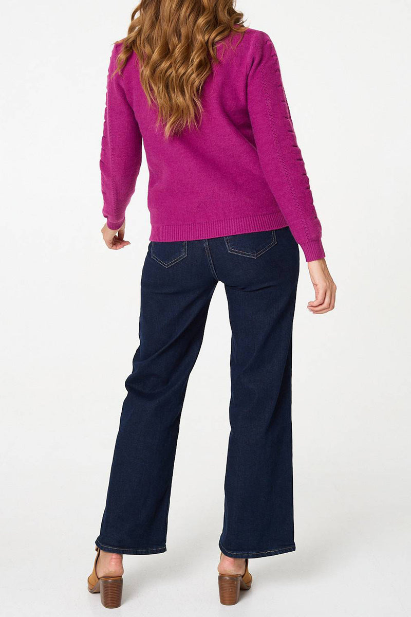 ORCHID| Cable Knit Crew Neck Relaxed Jumper