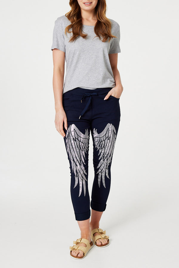 NAVY | Embellished Tie Waist Trousers