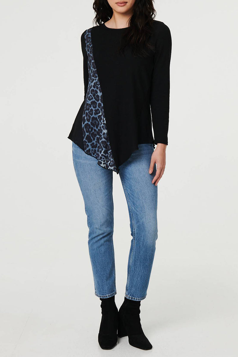 MULTI BLACK| Animal Print Long Sleeve Top