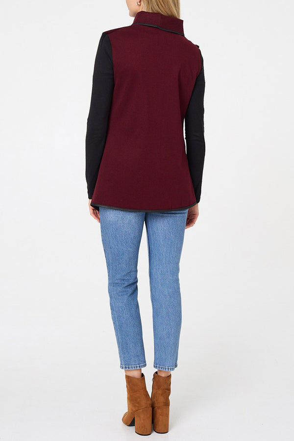 Wine | Colour Block Asymmetric Buckled Jacket