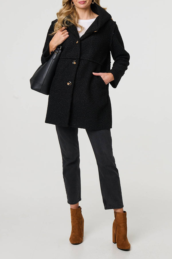 BLACK | Knit Texture Relaxed Hooded Jacket