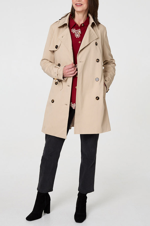 Clay | Double Breasted Tie Waist Trench Coat