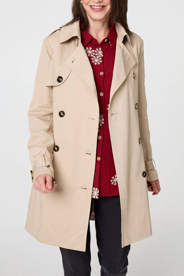 Clay | Double Breasted Tie Waist Trench Coat