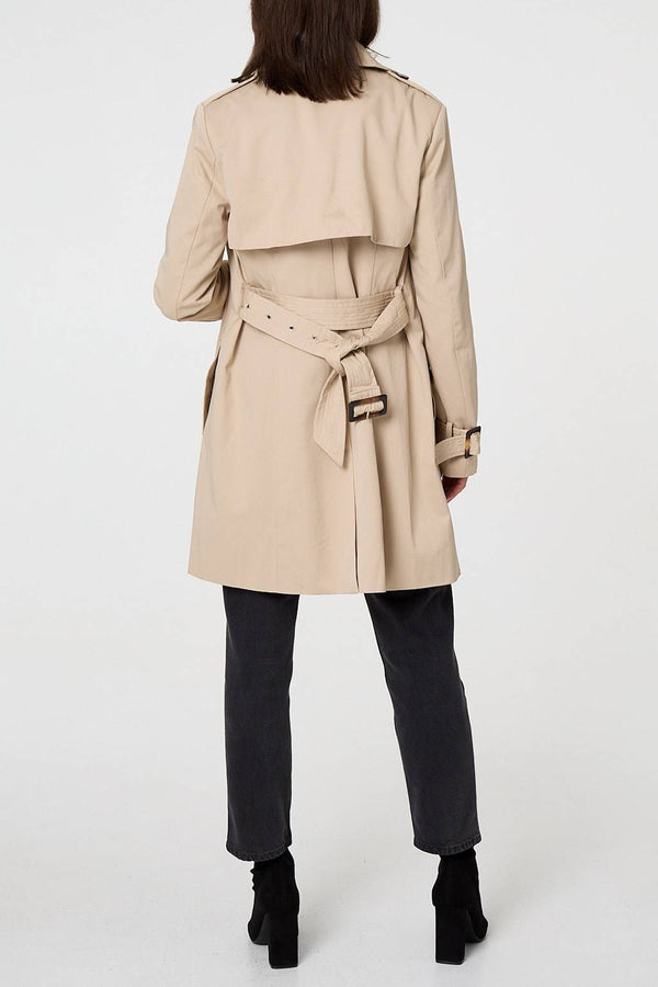 Clay | Double Breasted Tie Waist Trench Coat