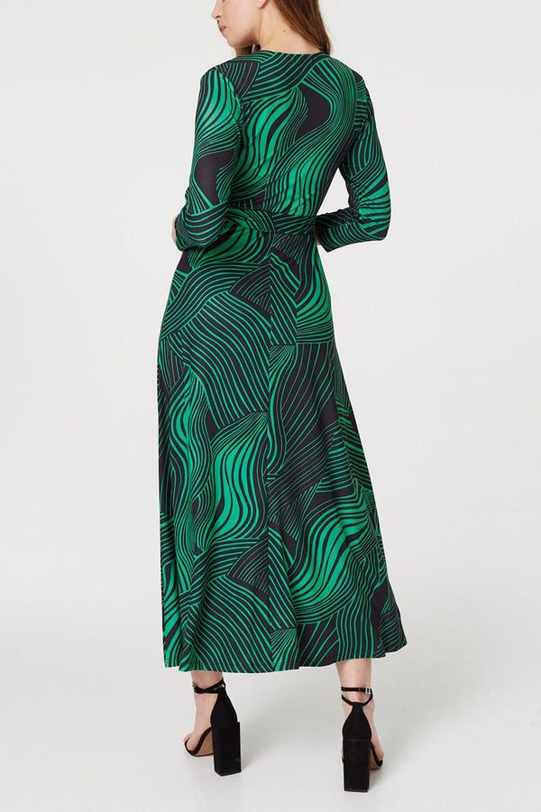 Roman Tropical Leaf Print Shirt Dress