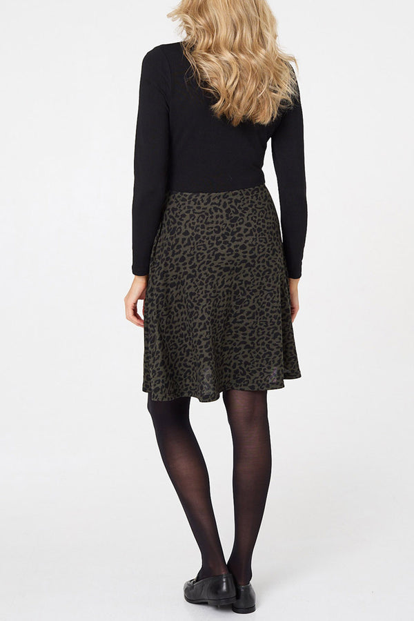 MULTI BLACK | Animal Print V-Neck Short Skater Dress