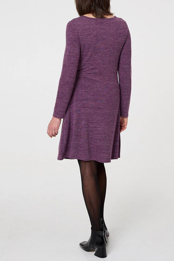 PURPLE | Ruched Detail Relaxed Short Skater Dress