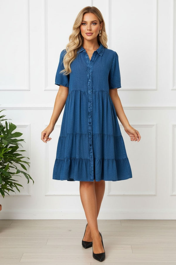 1/2 Sleeve Knee Length Shirt Dress
