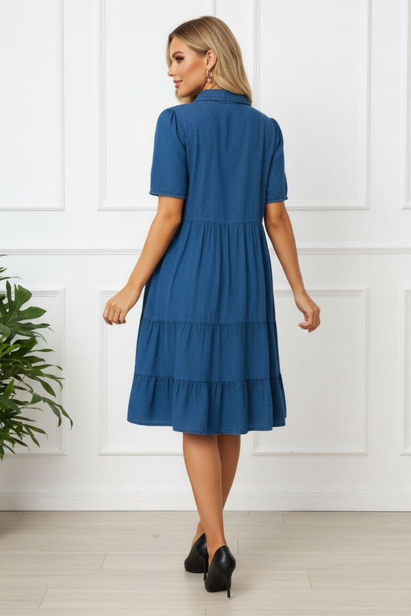 1/2 Sleeve Knee Length Shirt Dress