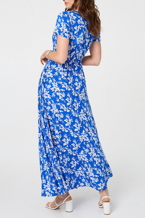 COBALTBLUE / Ditsy Floral Short Sleeve Maxi Dress
