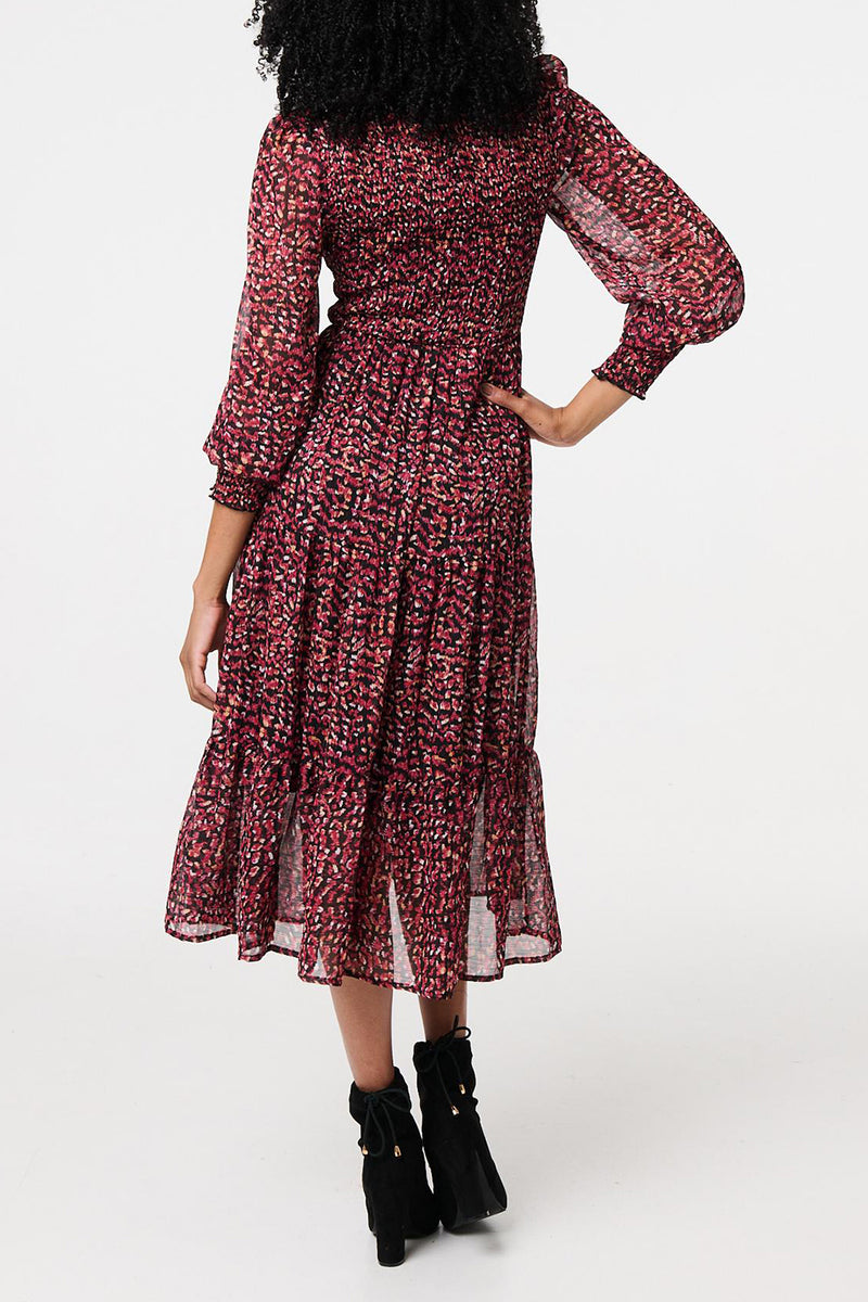 Ditsy Floral Sheer Smock Midi Dress – Stella Morgan