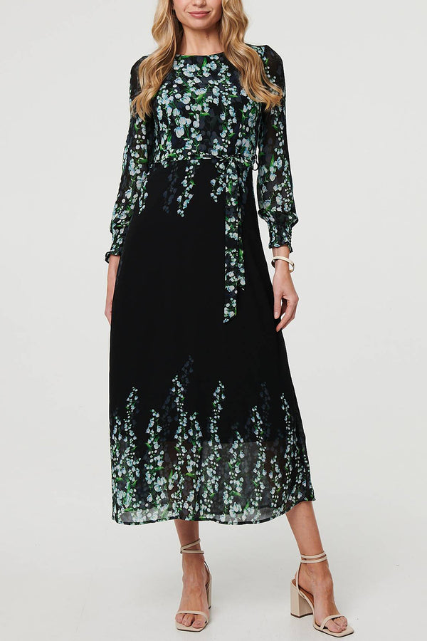 MULTI BLACK | Floral Semi Sheer Layered Maxi Dress
