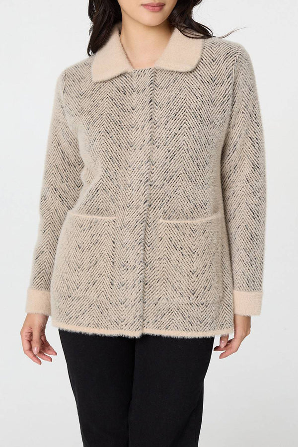 BEIGE | Chevron Texture Oversized Shacket