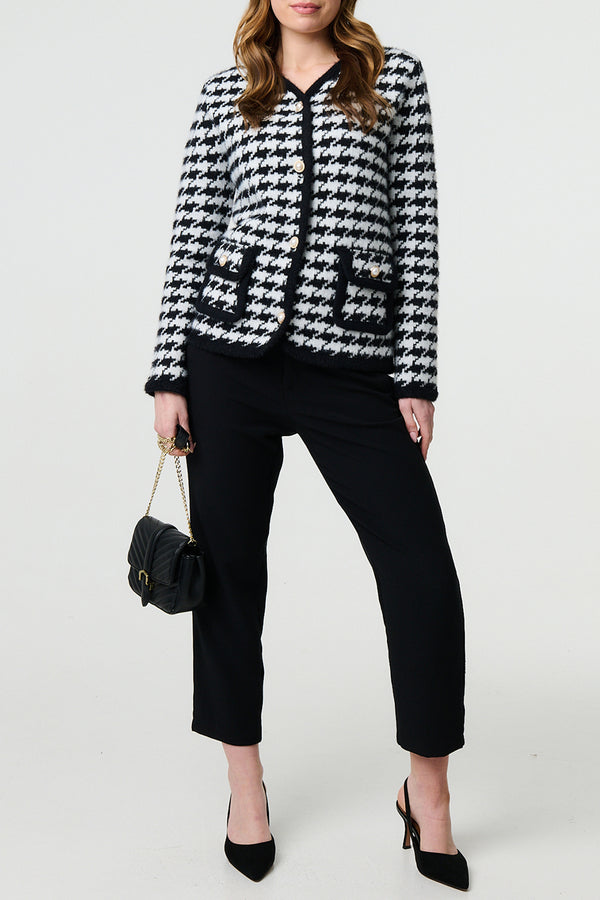 MULTI BLACK | Houndstooth 3/4 Sleeve Formal Jacket