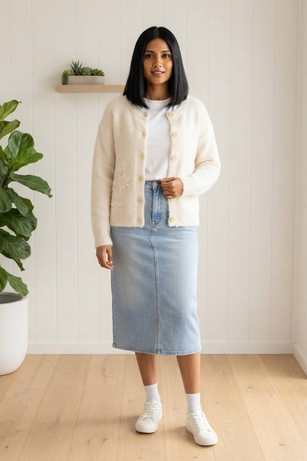 Floral Embroidered Relaxed Cardigan