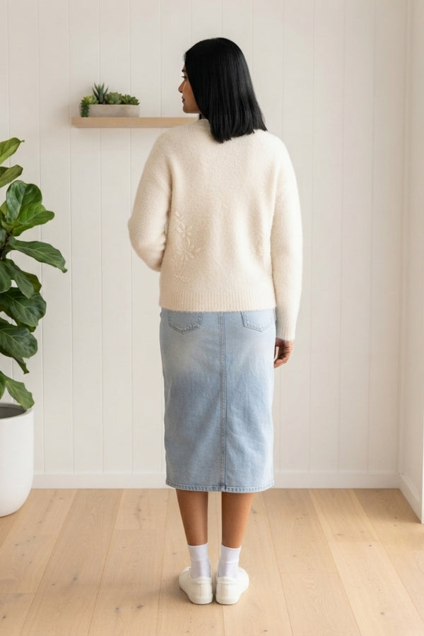 Floral Embroidered Relaxed Cardigan
