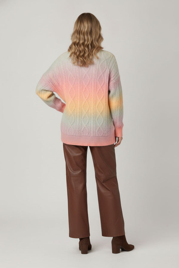 Rainbow Print Relaxed Cardigan| MULTI PINK