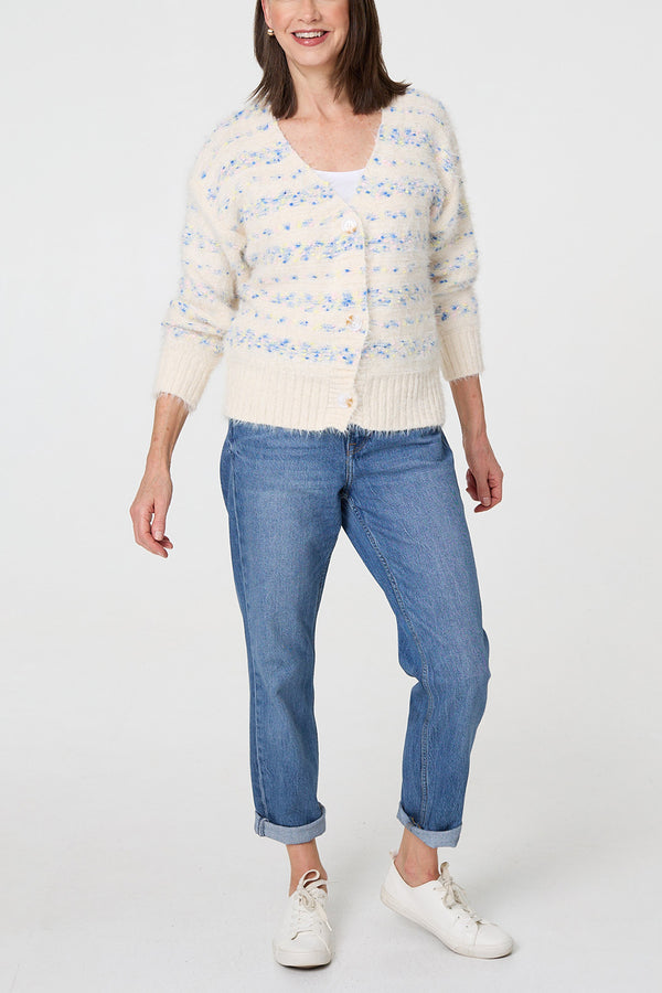 BLUE | Soft Texture Button-Up Cardigan