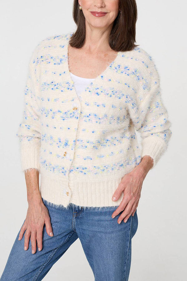 BLUE | Soft Texture Button-Up Cardigan