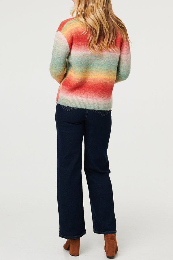 Multi Red | Ombre Print Drop Shoulder Cardigan