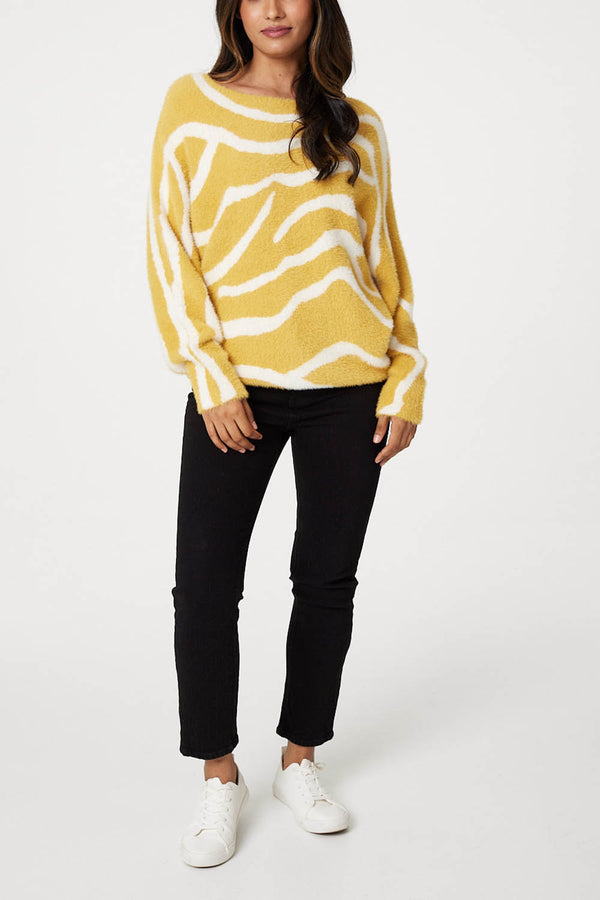 MULTI YELLOW | Printed Relaxed Fit Knit Jumper