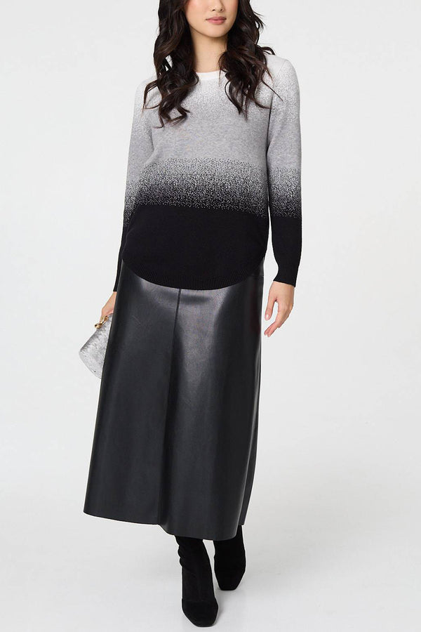 MULTI GREY| Ombre Print Long Sleeve Slim Jumper