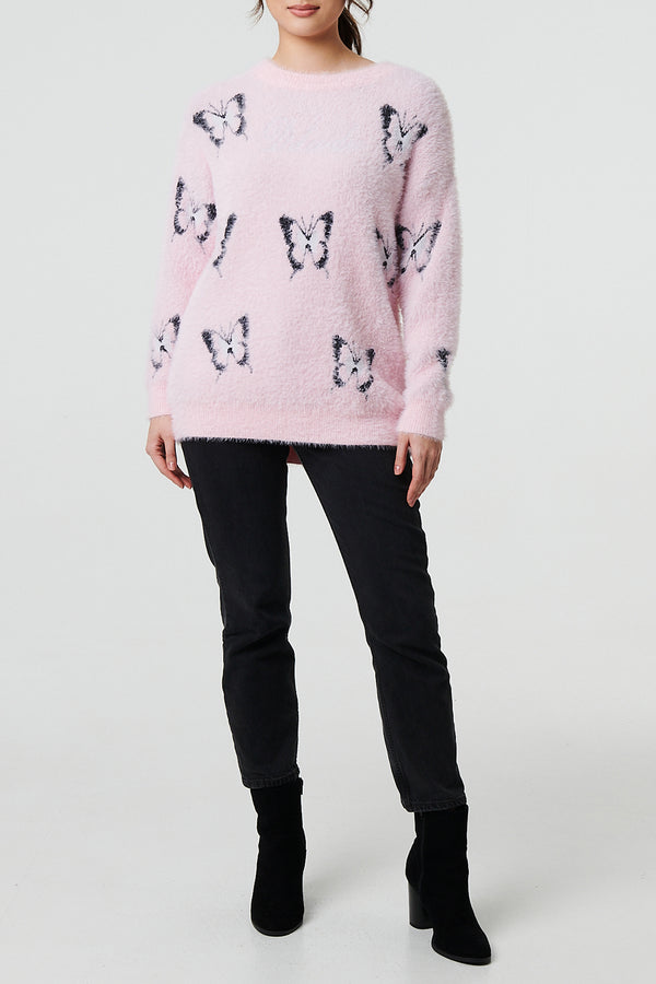 PINK | Butterfly Soft Textured Relaxed Jumper