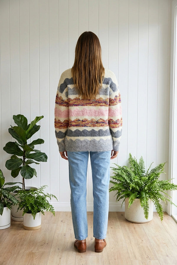 Multi White | Abstract Stripe Knit Relaxed Jumper