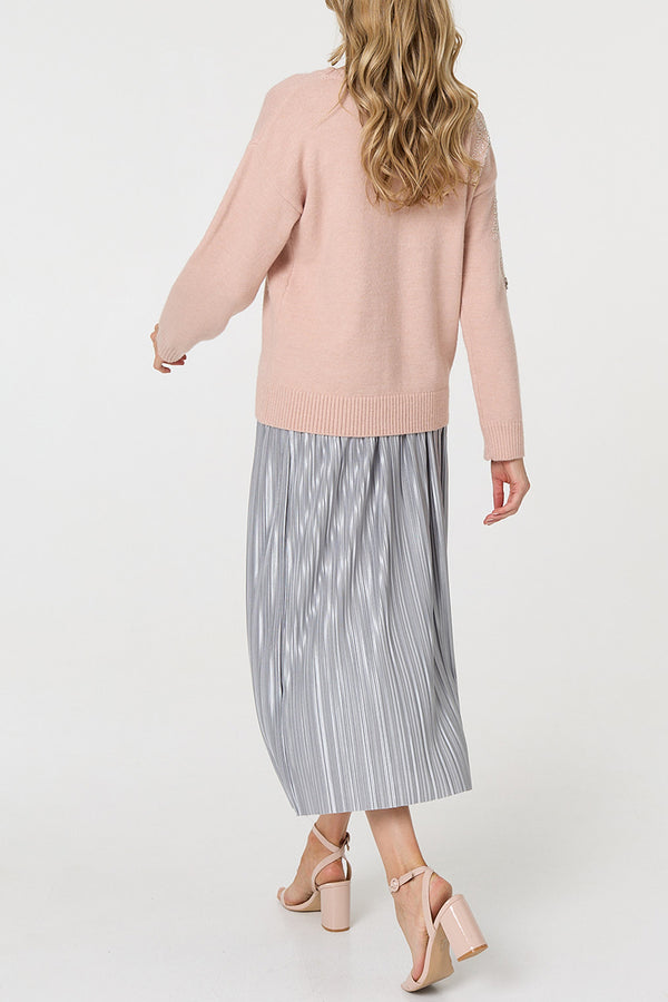 PINK | Floral Sparkle Embellished Jumper