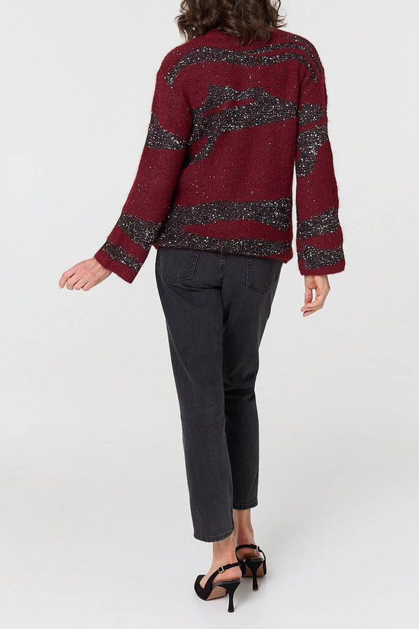 BURGUNDY | Sparkly Long Sleeve Jumper