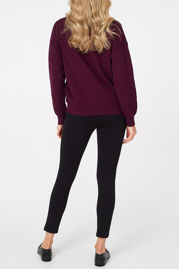 Wine | Sequin Embellished Drop Shoulder Jumper