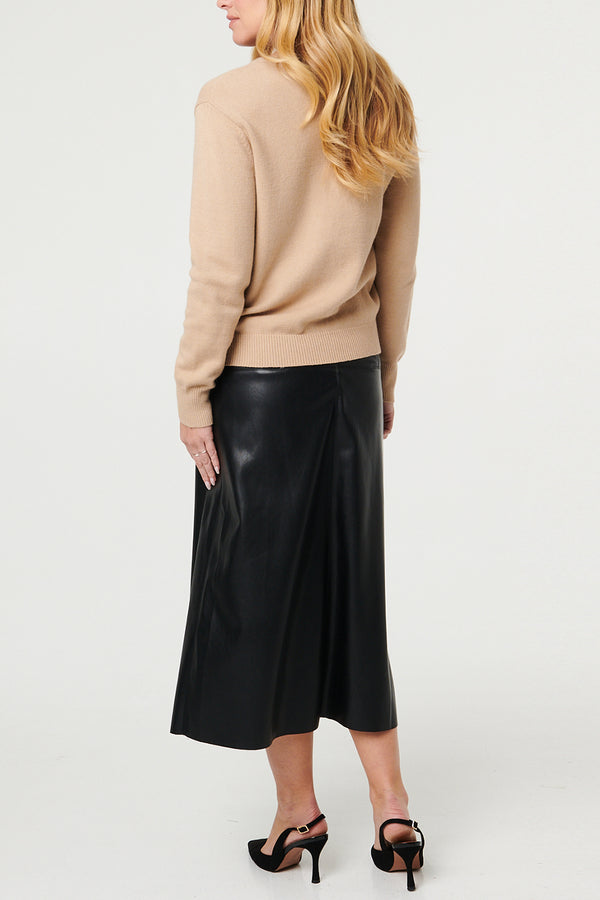 Beige | Floral Embroidered Texture Jumper