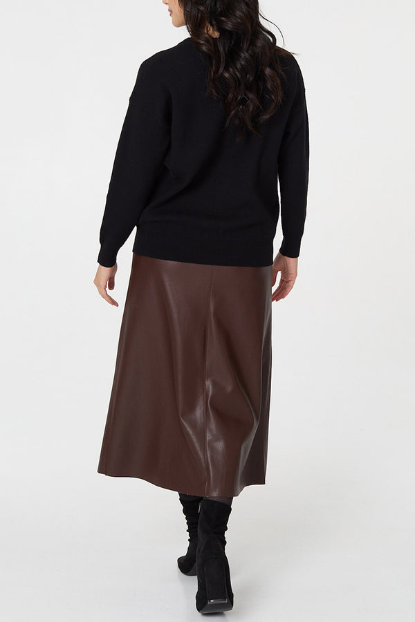 Black| Floral Sparkle Detail Relaxed Jumper