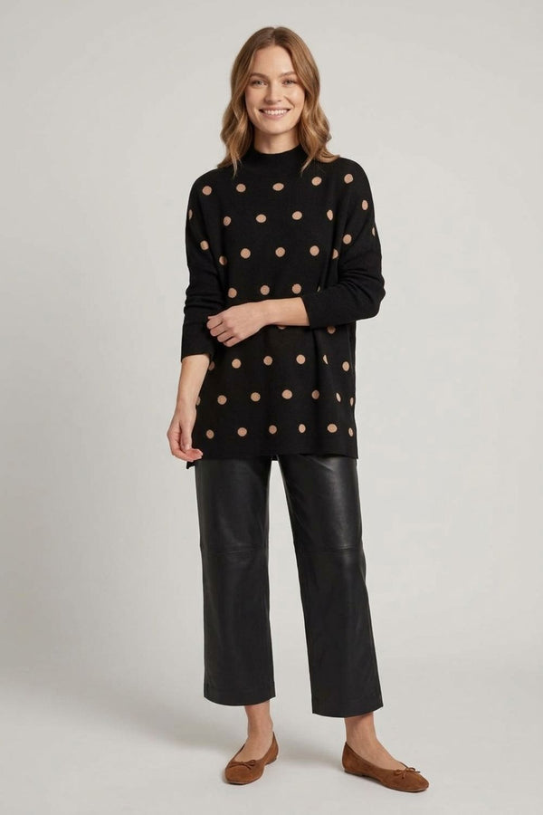 Polka Dot Batwing Sleeve Relaxed Jumper| MULTI BLACK