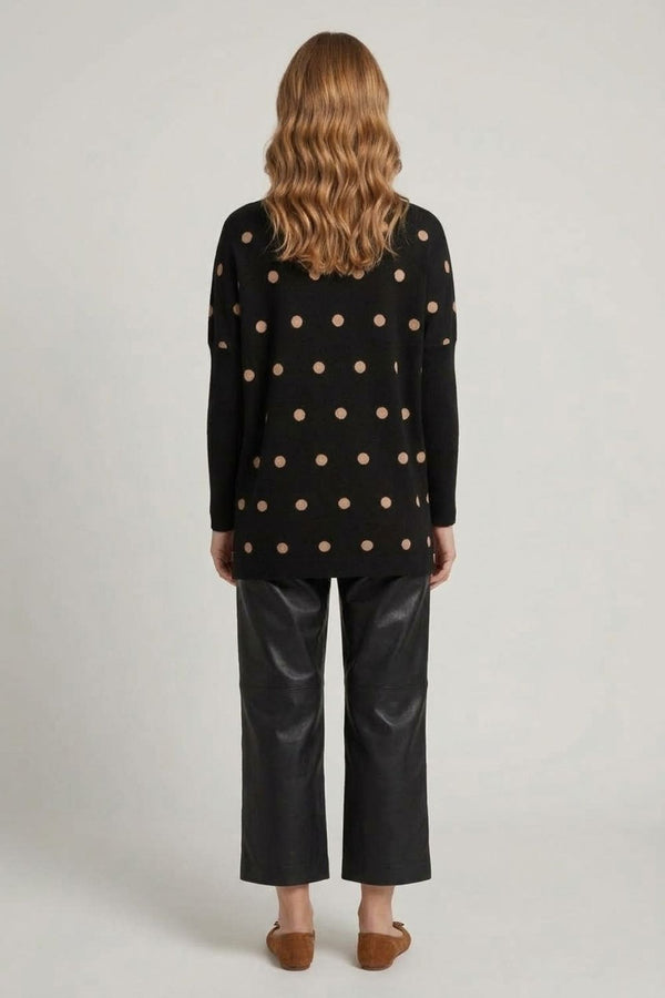 Polka Dot Batwing Sleeve Relaxed Jumper| MULTI BLACK