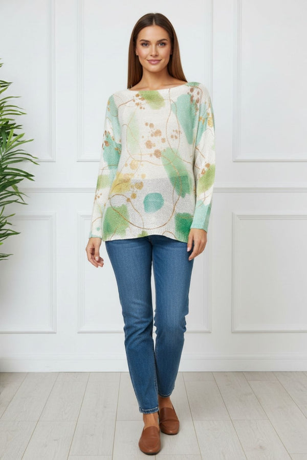 Printed Relaxed Texture Long Sleeve Top