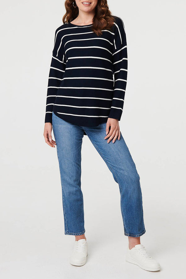 NAVY | Striped Drop Shoulder Relaxed Top