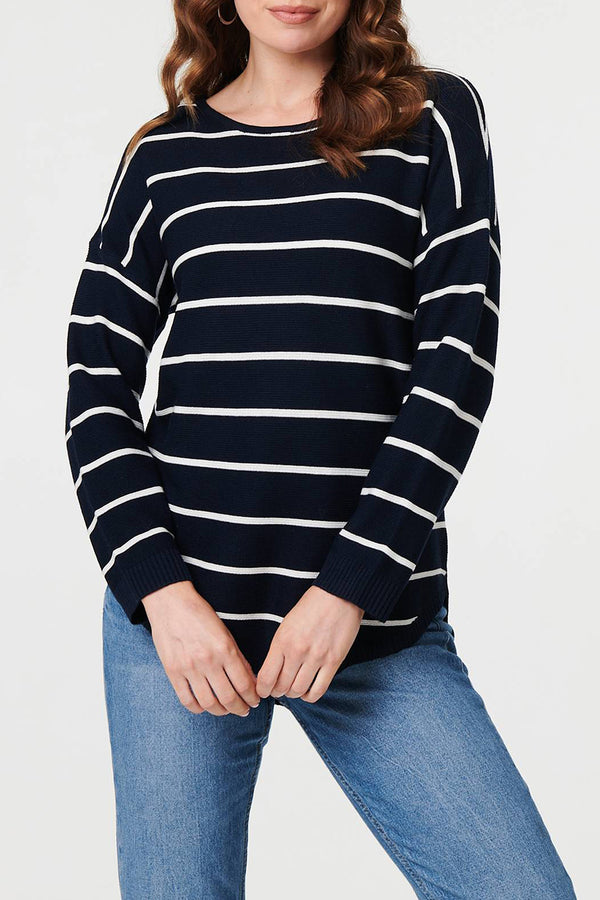 NAVY | Striped Drop Shoulder Relaxed Top