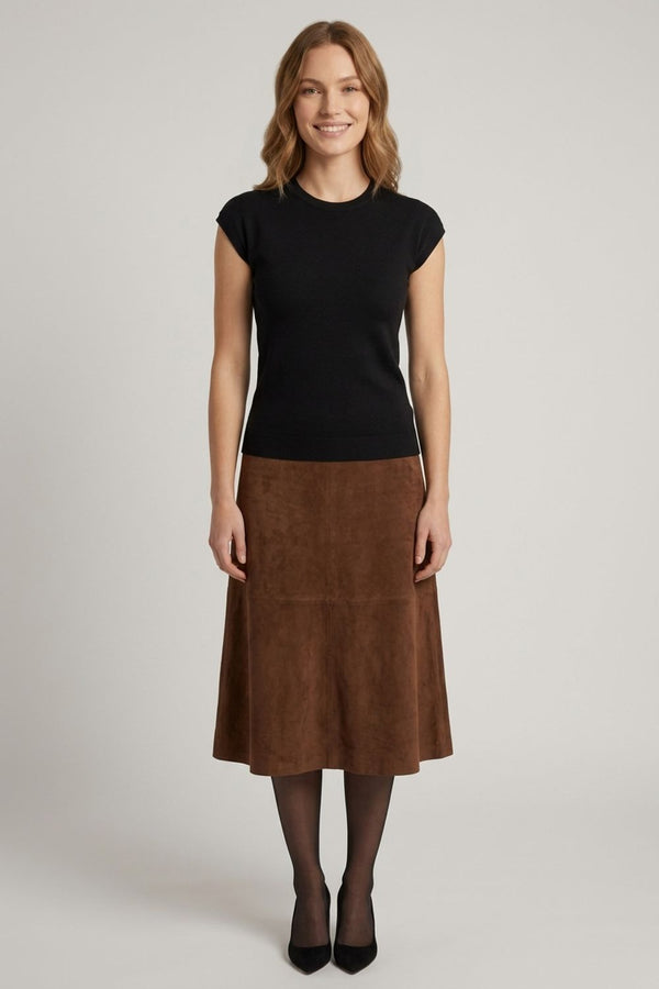 Slim Fit Short Sleeve Knit Top| BLACK