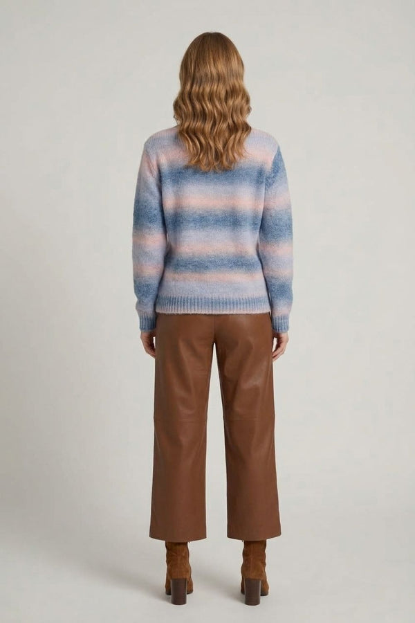 Stripe Textured Long Sleeve Jumper| MULTI BLUE