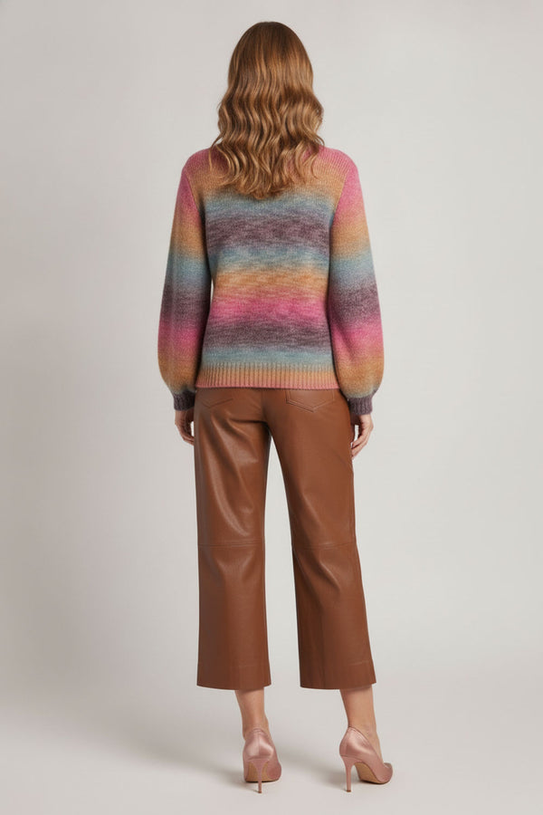 Stripe Textured Long Sleeve Jumper| MULTI PINK
