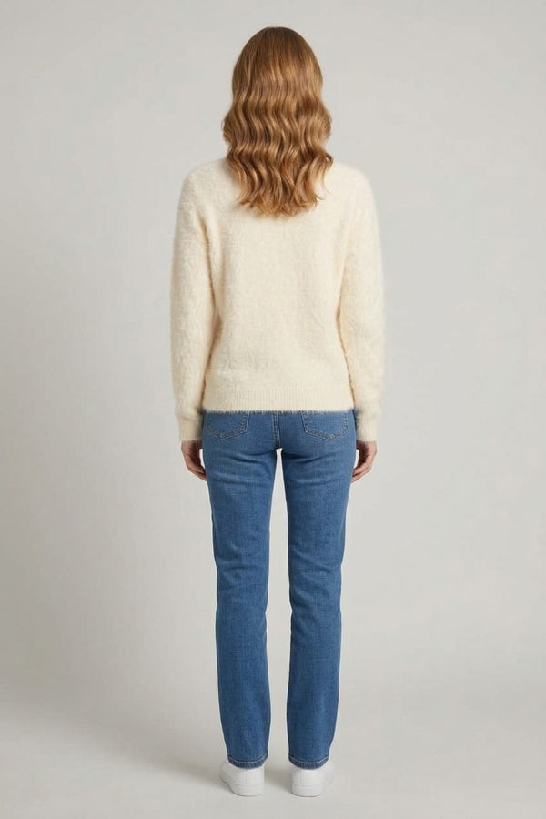 Sparkle Embellished Soft Texture Jumper| CREAM