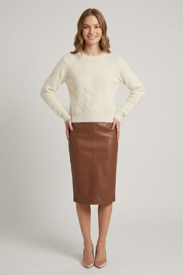 Soft Chevron Texture Slim Fit Jumper| CREAM